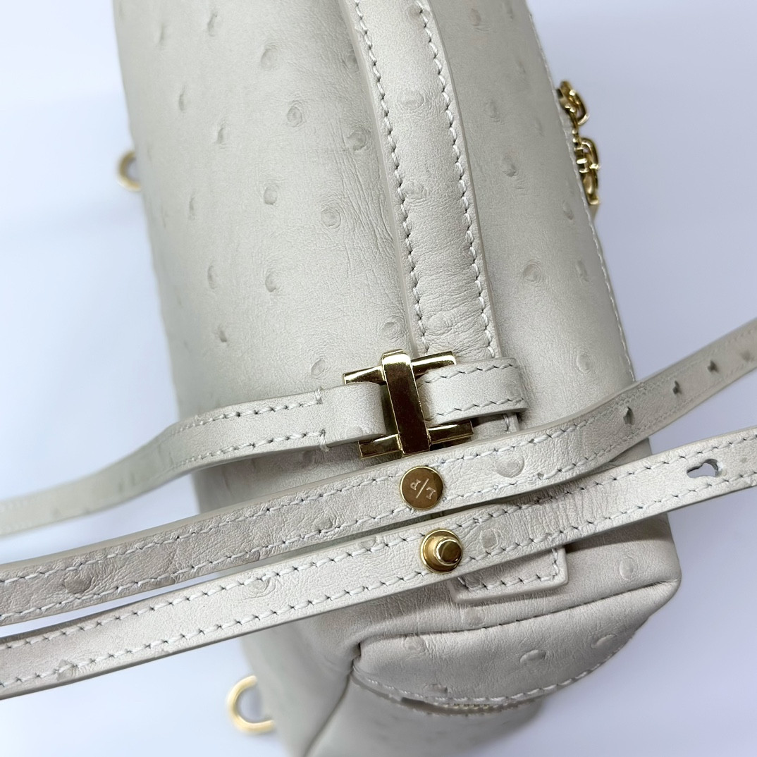 Loro Piana Extra Pocket backpack L23.5 Ostrich-grained Leather 23 x 21 x 8 cm