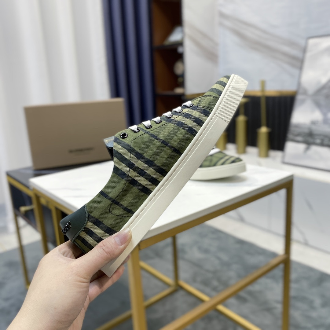 UA Burberry Check and Leather Sneakers