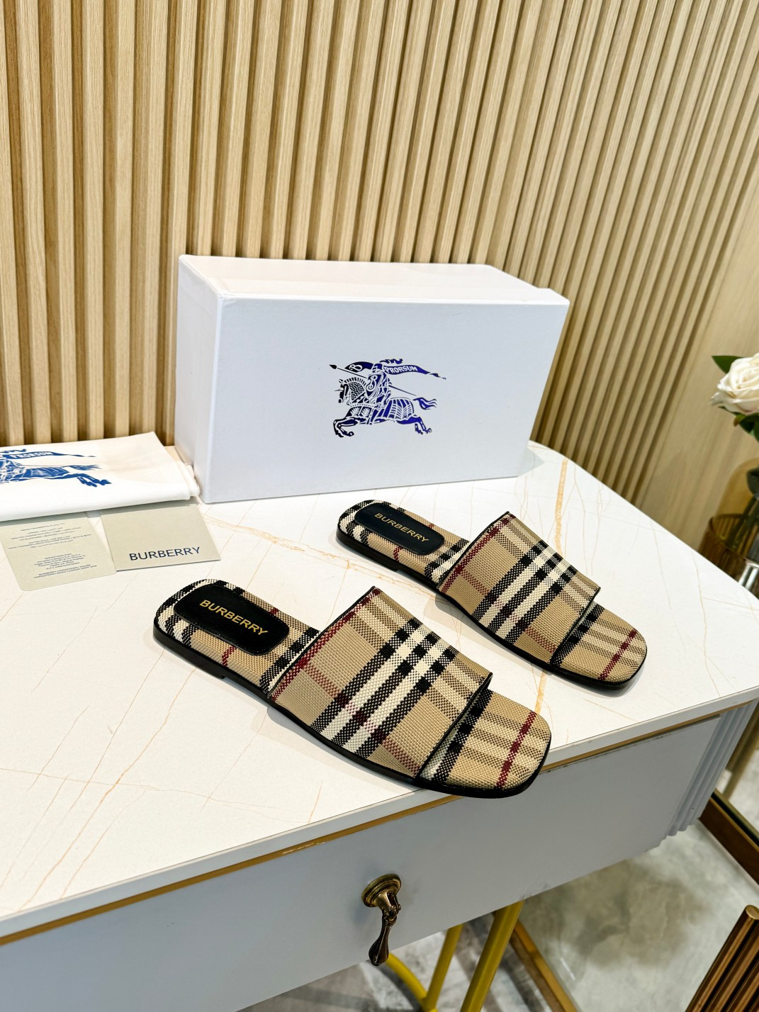 UA Burberry Check Slides