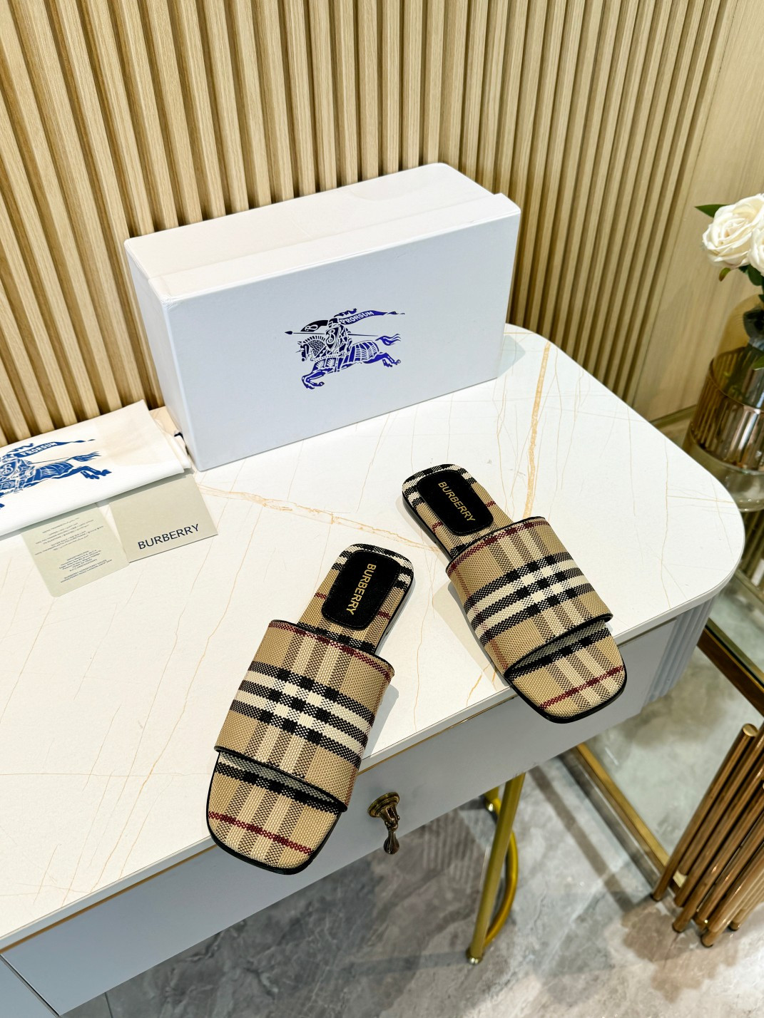 UA Burberry Check Slides