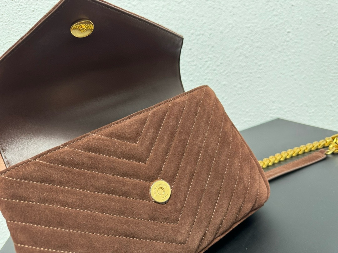 YSL LOULOU QUILTED SUEDE 23x17x9cm