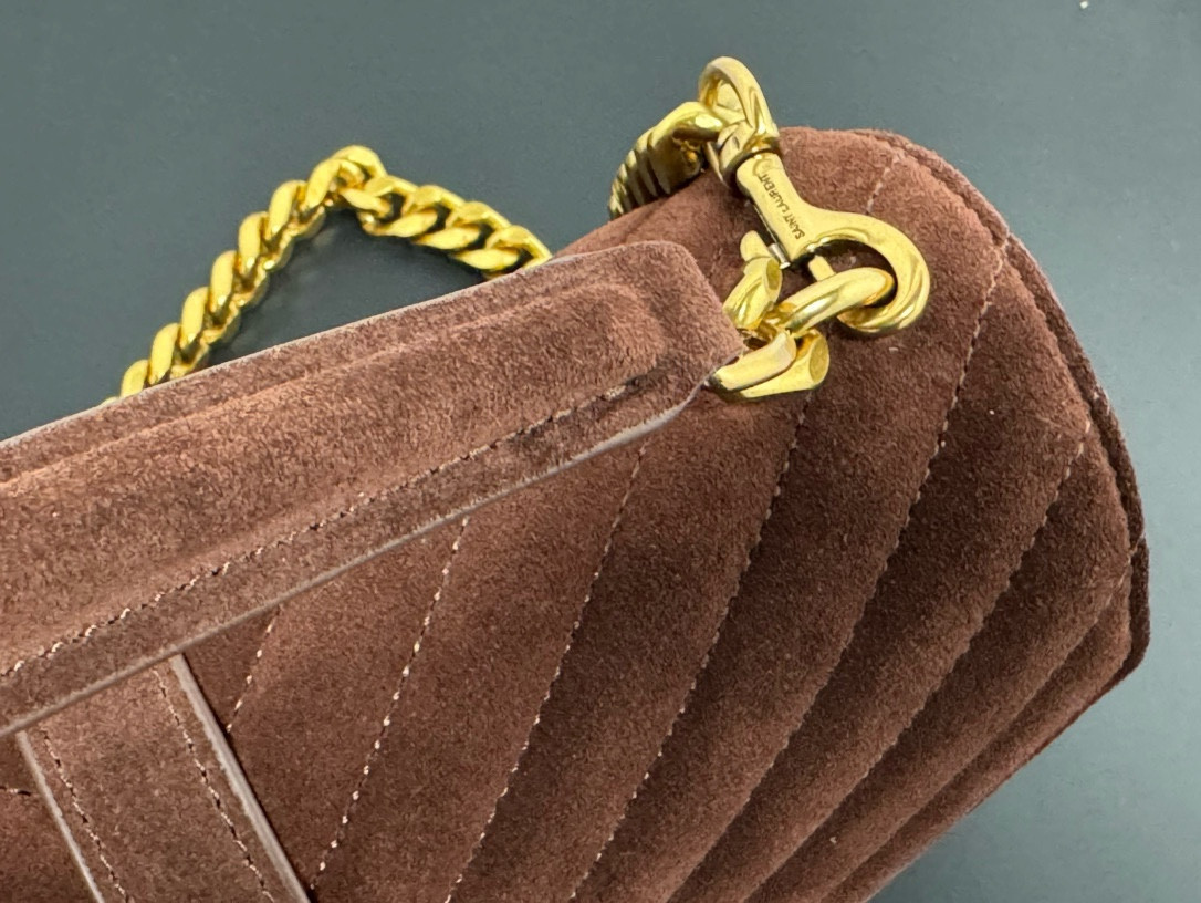 YSL LOULOU QUILTED SUEDE 23x17x9cm