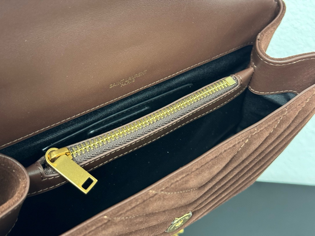 YSL LOULOU QUILTED SUEDE 23x17x9cm