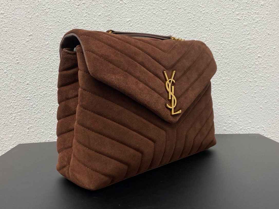 YSL LOULOU QUILTED SUEDE 32x22x9cm