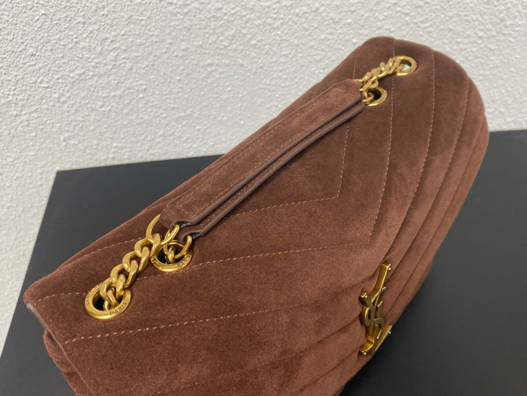 YSL LOULOU QUILTED SUEDE 32x22x9cm