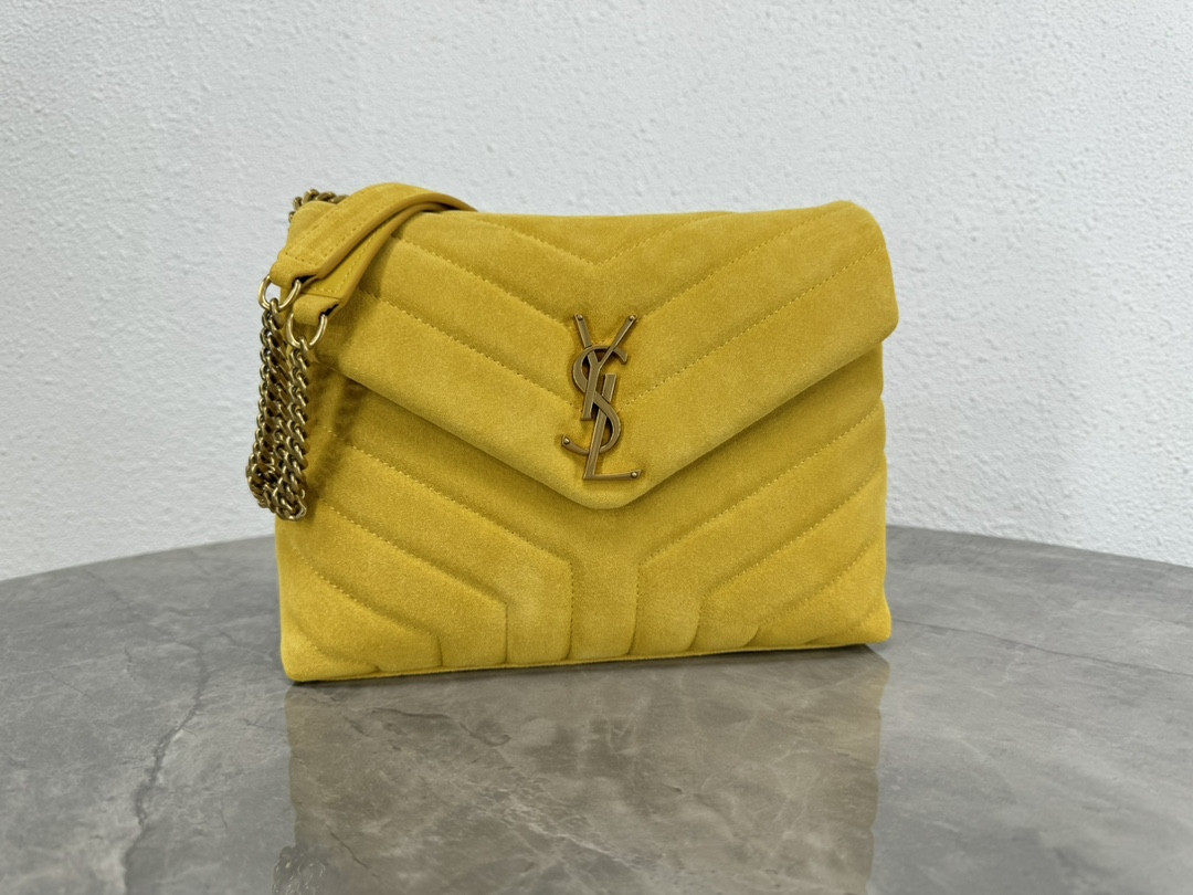 YSL LOULOU QUILTED SUEDE 23x17x9cm