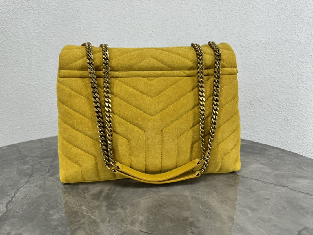 YSL LOULOU QUILTED SUEDE 32x22x9cm