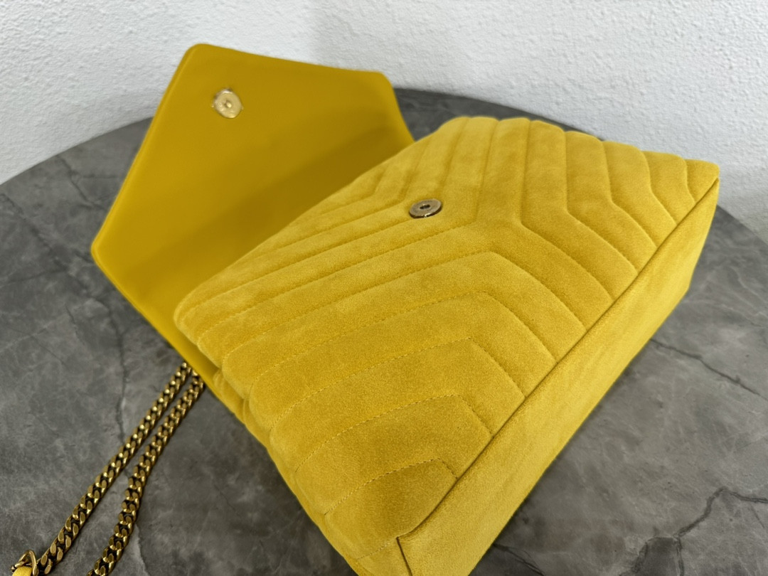 YSL LOULOU QUILTED SUEDE 32x22x9cm