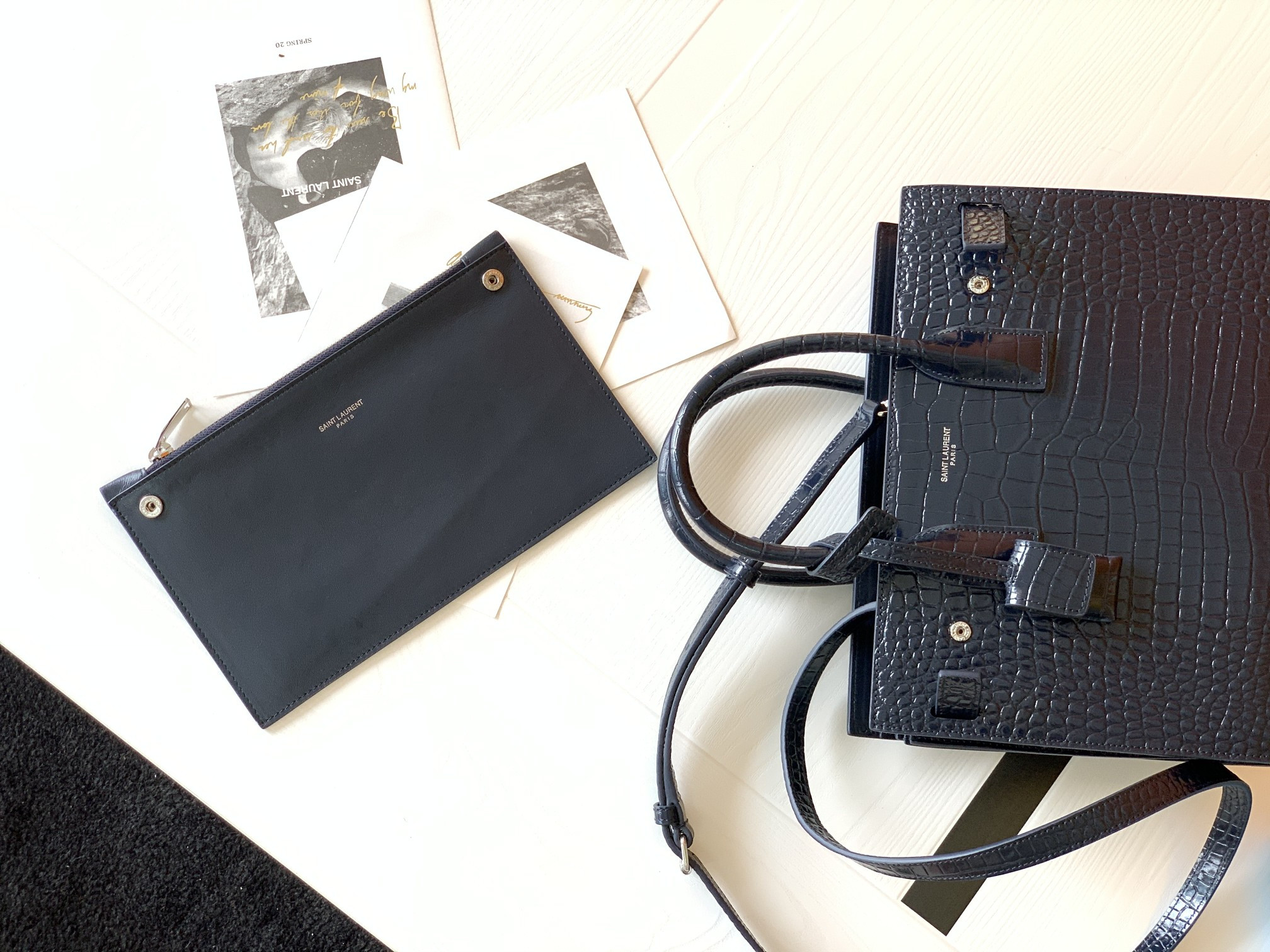 YSL SAC DE JOUR IN EMBOSSED CROCODILE LEATHER - baby 26x13.5x12.5cm