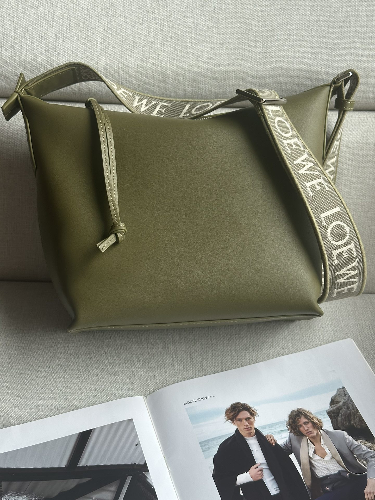 LOEWE Small Cubi crossbody bag in supple smooth calfskin and jacquard 29.5x10.5x22cm