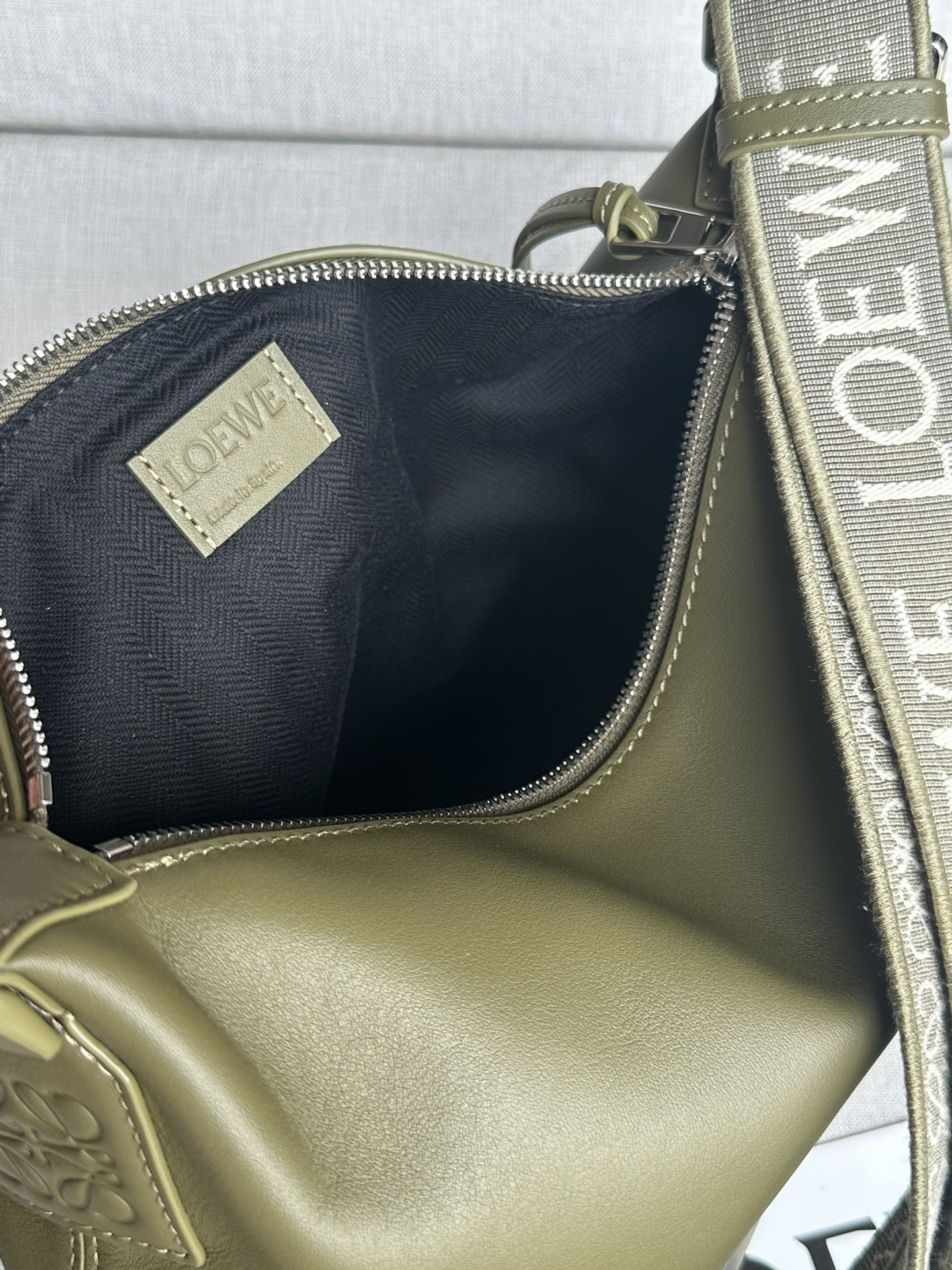 LOEWE Small Cubi crossbody bag in supple smooth calfskin and jacquard 29.5x10.5x22cm