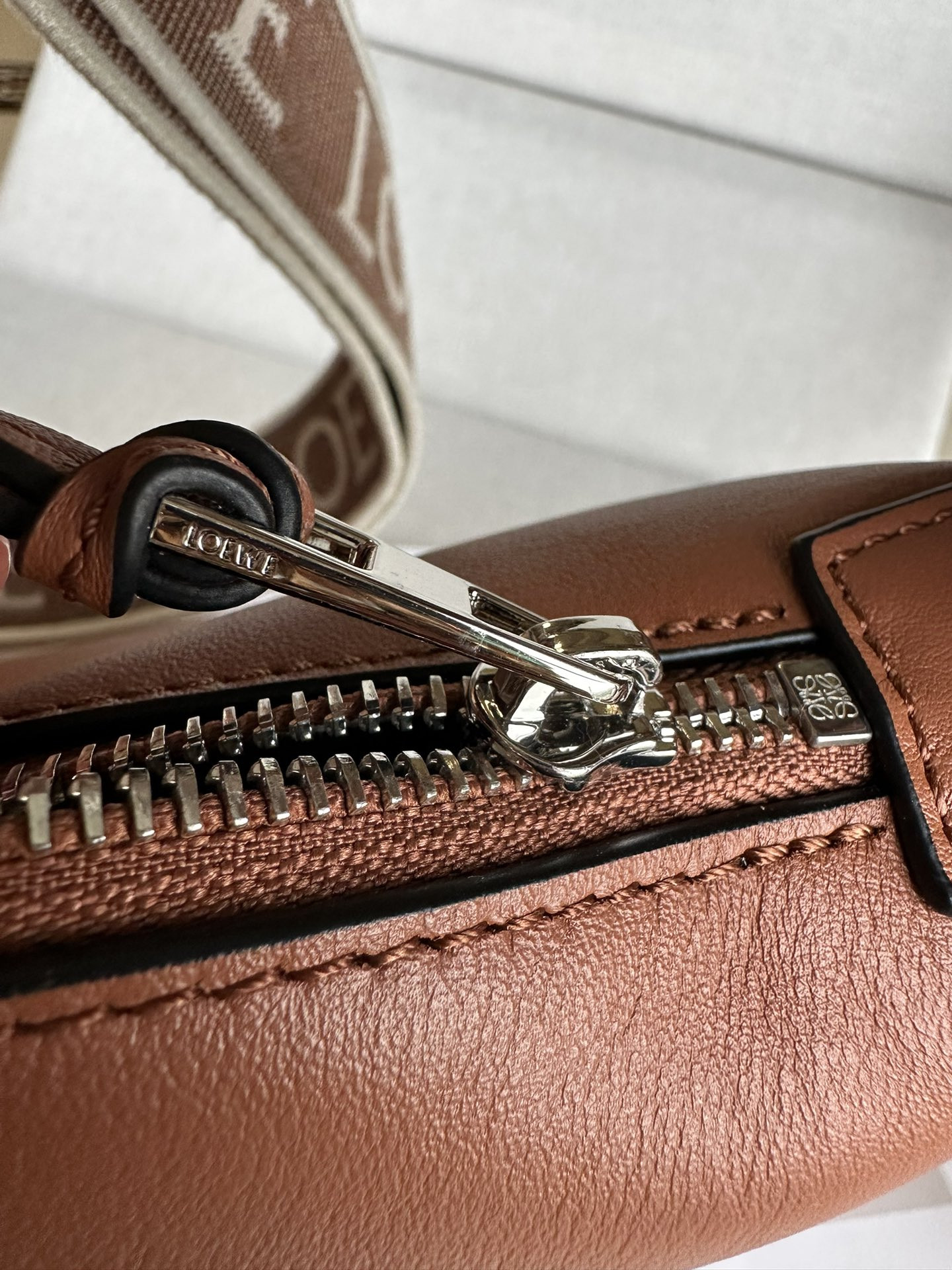 LOEWE Small Cubi crossbody bag in supple smooth calfskin and jacquard 29.5x10.5x22cm