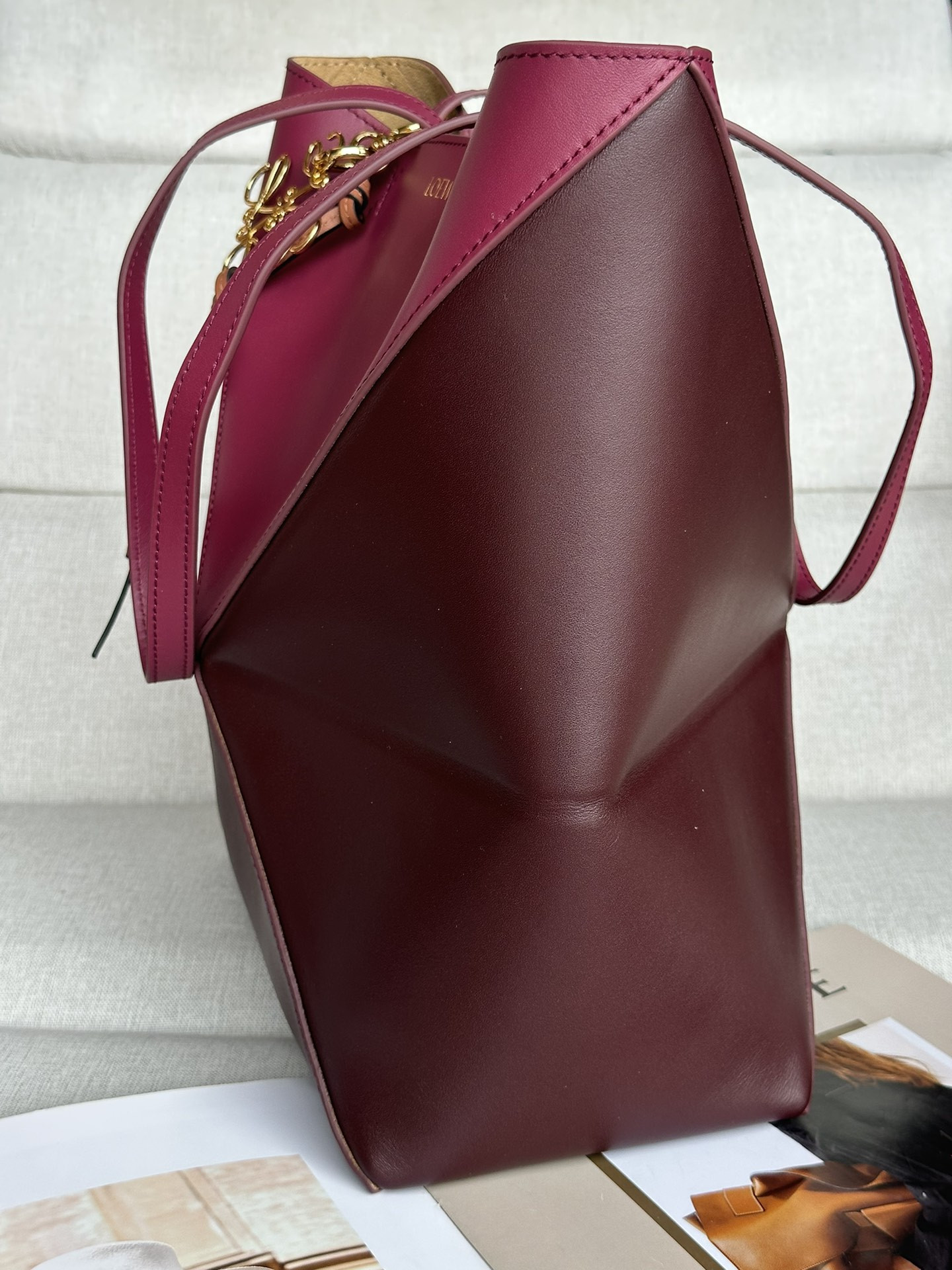 LOEWE Medium Puzzle Fold tote in shiny calfskin 25.5x14.5x31.5cm