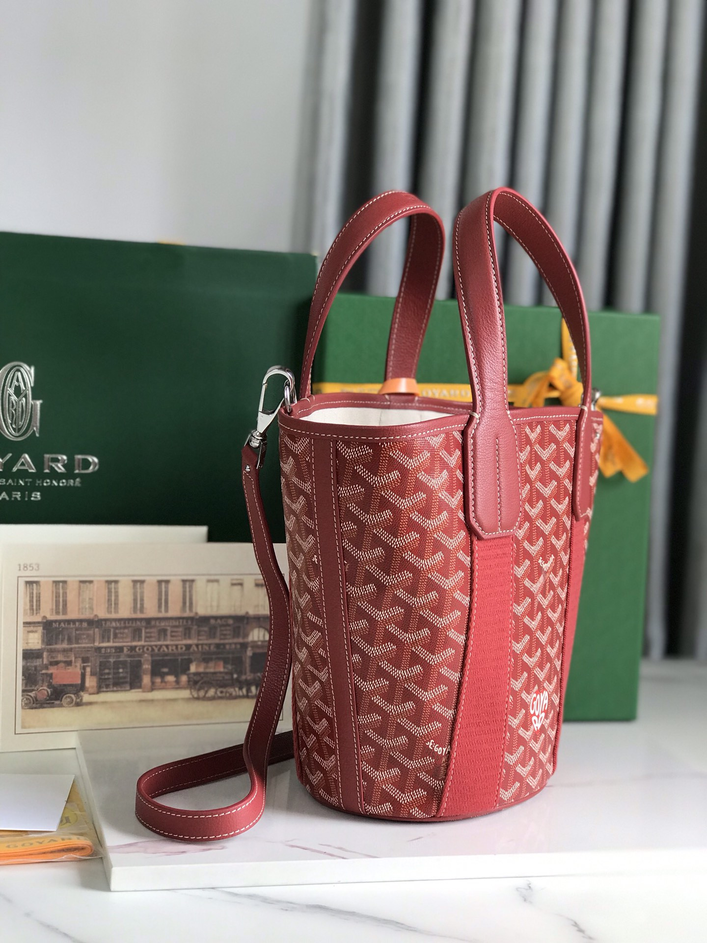 Goyard Goyardine Belharra PM Coral Tote Palladium Hardware 18x14x23cm