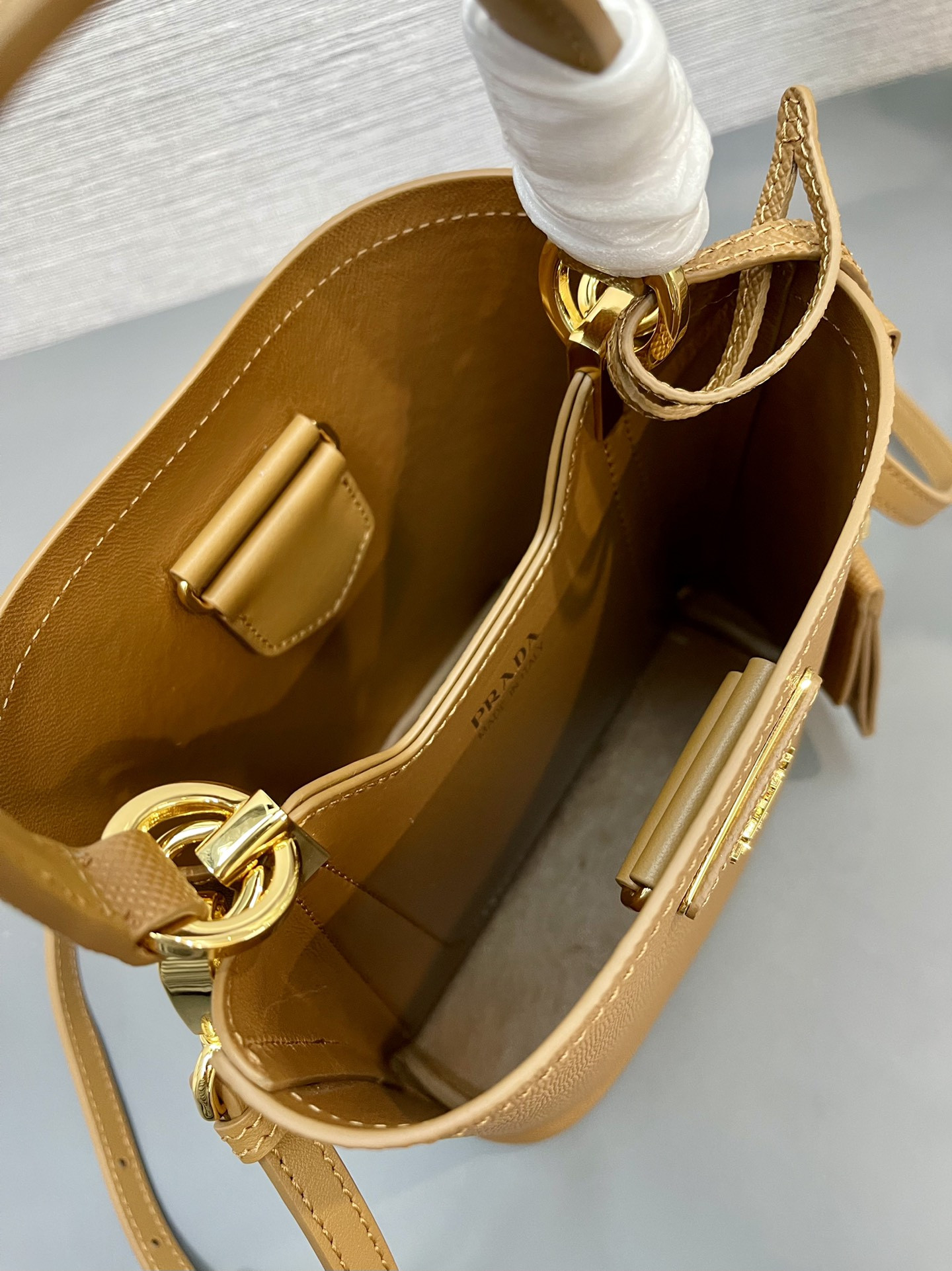 Prada Small Saffiano Leather Prada Panier Bag 18x17x10.5cm