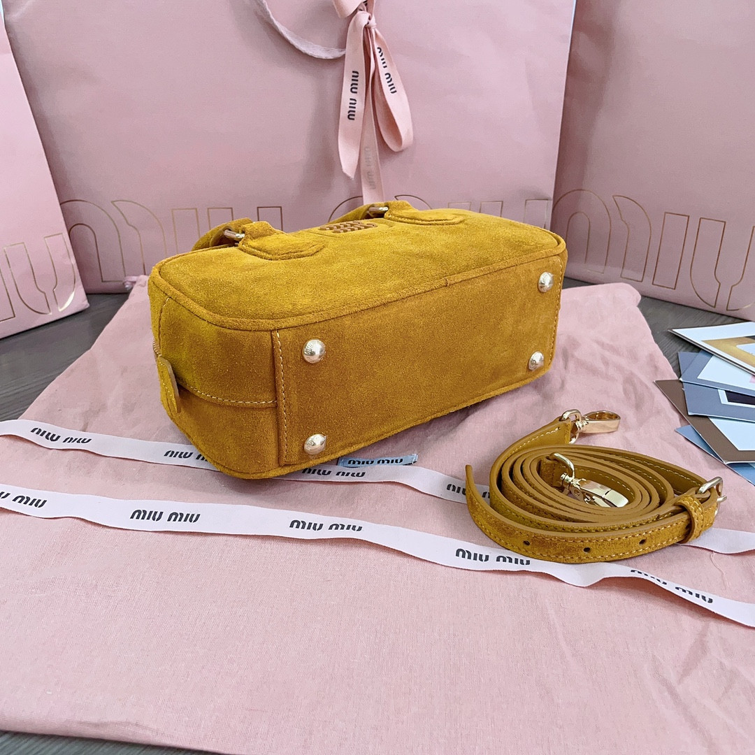 Miu Miu Arcadie padded suede top-handle bag 22X10.5X7.5cm