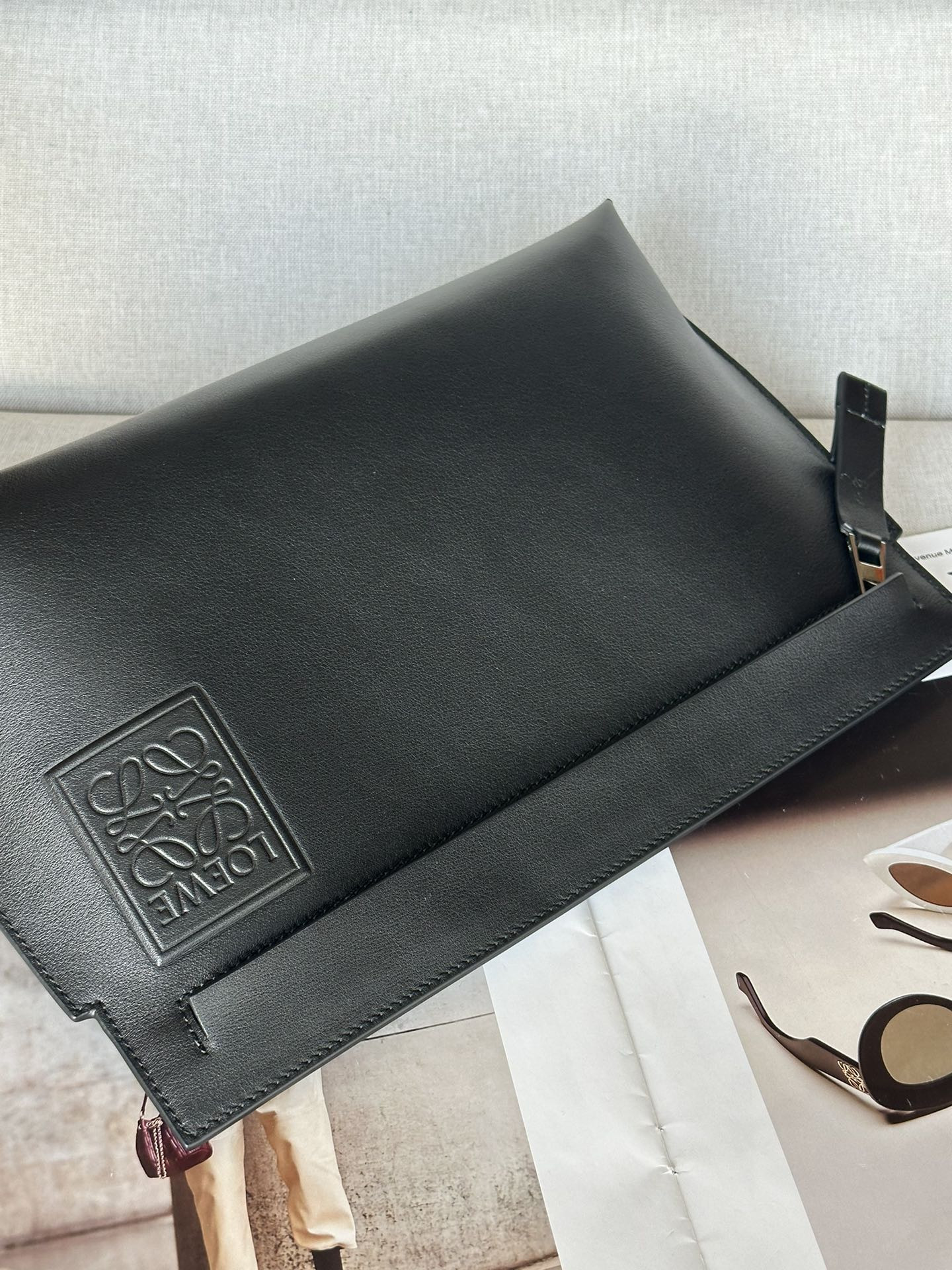 Loewe T Pouch in satin calfskin 29.5x6.5x20.5cm