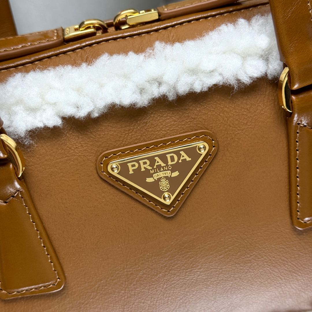 Prada Medium shearling two-handle bag 12x 27x 6cm