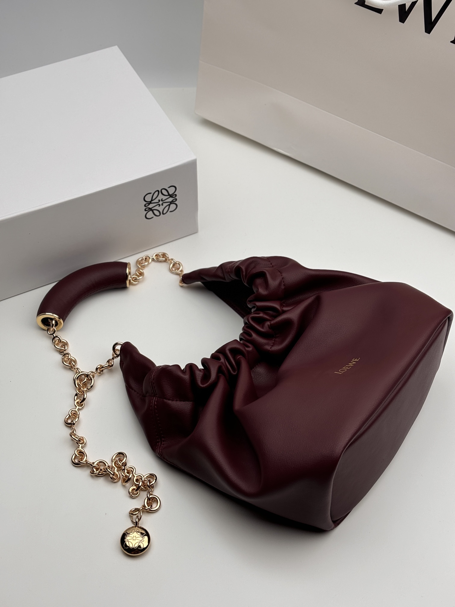 LOEWE Medium Squeeze bag in mellow nappa lambskin 34x33x13.5cm