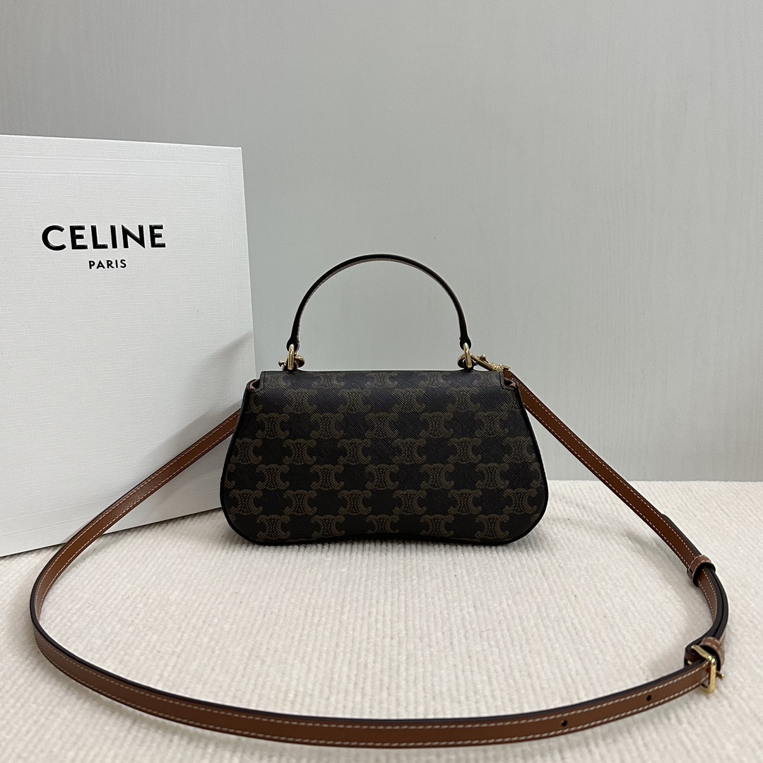 Celine TEEN CELINE LOLA in Triomphe Canvas and Calfskin 20x11.5x5cm
