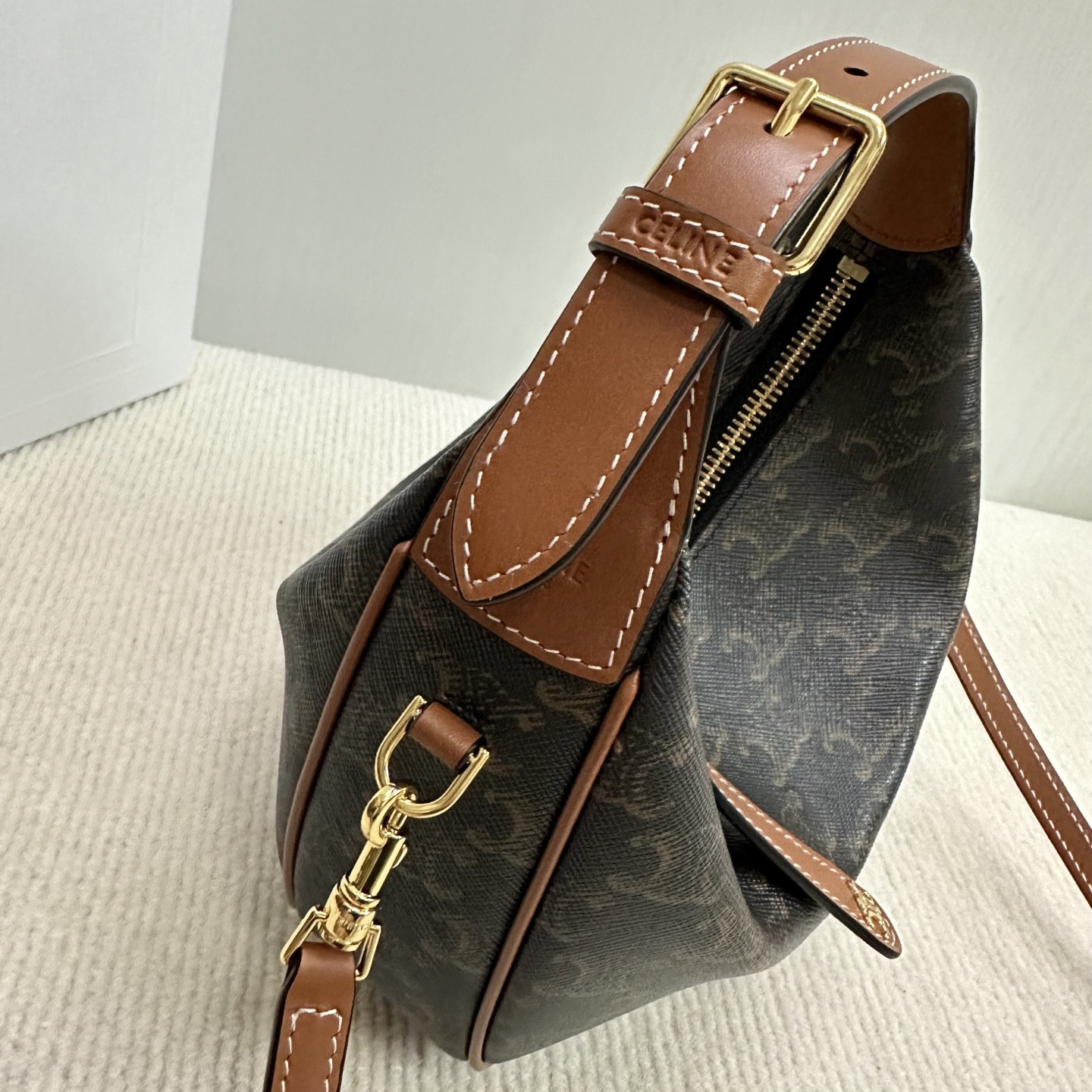 Celine Teen CELINE Lulu in Triomphe canvas and calfskin 21x24x5cm