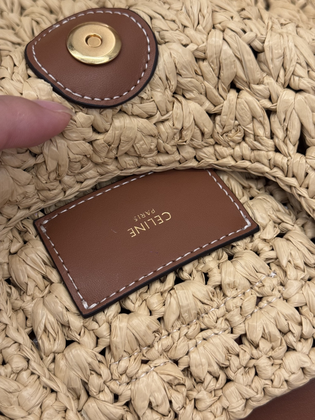 Celine CABAS TRIANGLE IN RAFFIA AND CALFSKIN 45 x 23 x 6cm