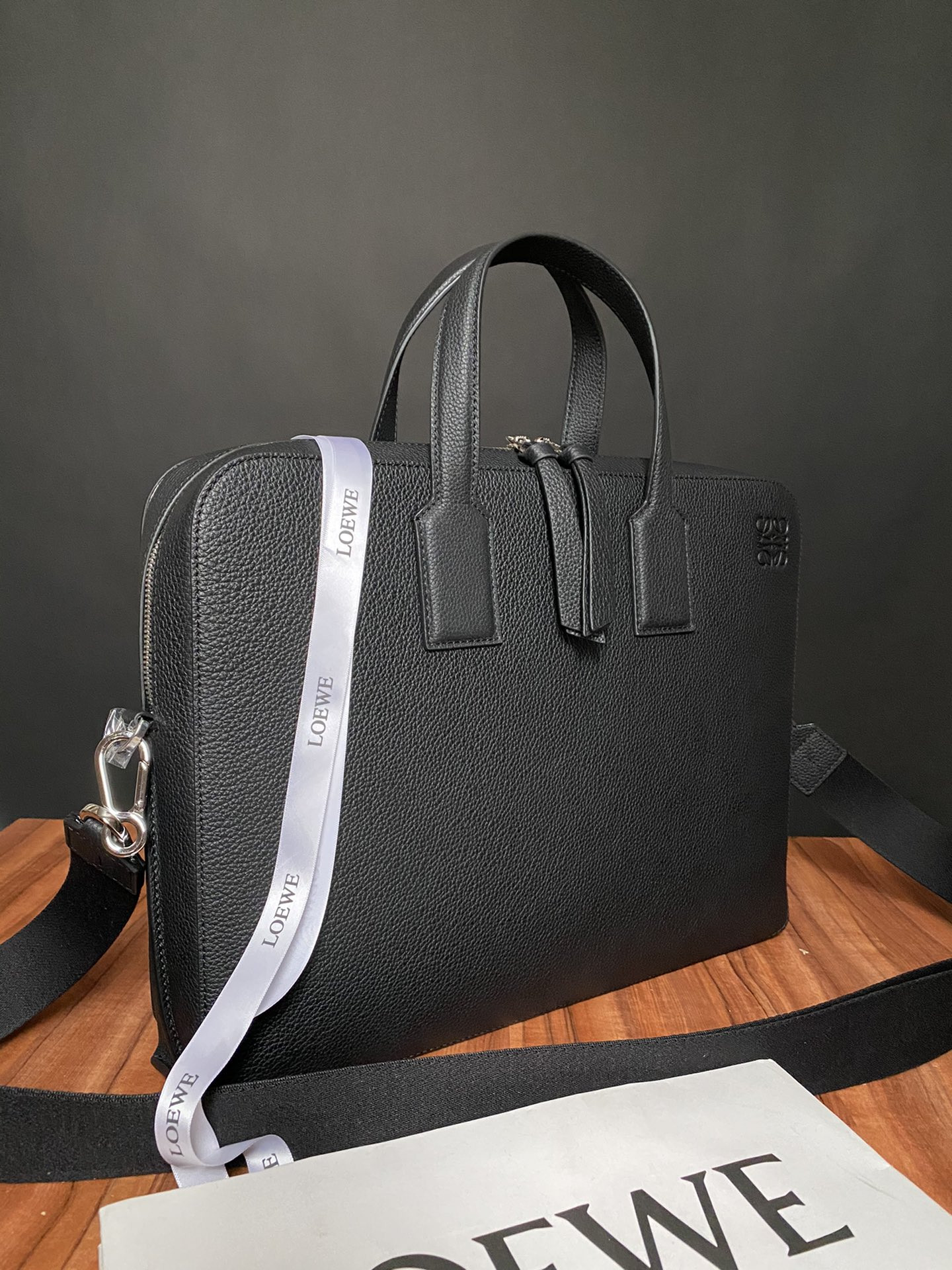 LOEWE Goya Slim Briefcase in Soft Grained Calfskin 27.5x7.5x38cm