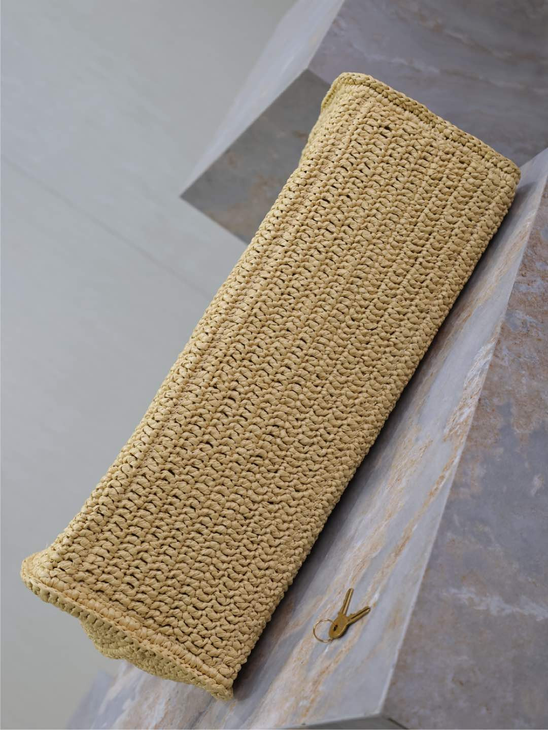 YSL SAC DE jour supple in raffia and leather - medium 41x28x13cm