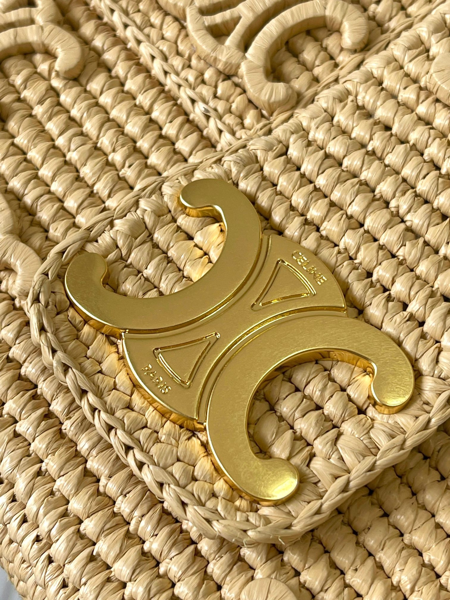 Celine Victoire Medium Bag IN RAFFIA WITH TRIOMPHE EMBROIDERIES 25x17x9cm