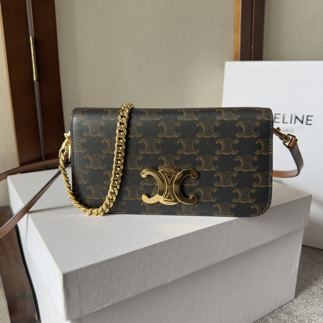 Celine MULTIPOCHETTE IN TRIOMPHE CANVAS and calfskin 20.5x11x4cm
