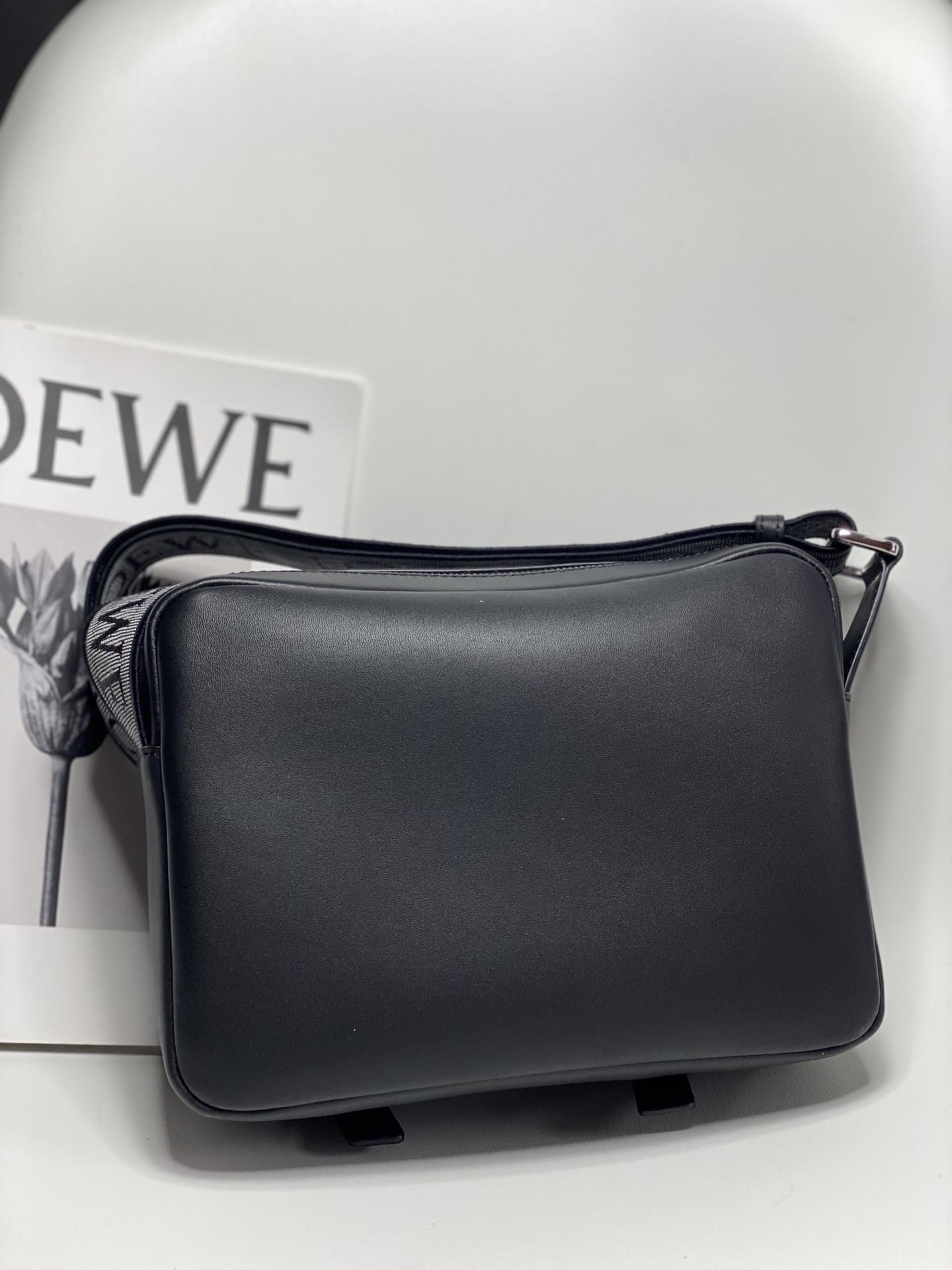 Loewe XS Military messenger bag in supple smooth calfskin and jacquard 18x23x9cm