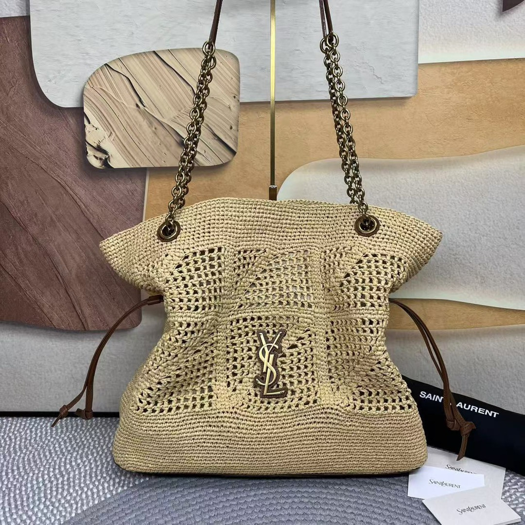 YSL JAMIE SHOPPING in raffia 35x35x10cm