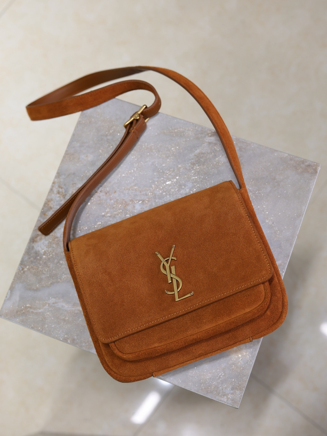 YSL NIKI satchel in suede 21.5x16x9cm
