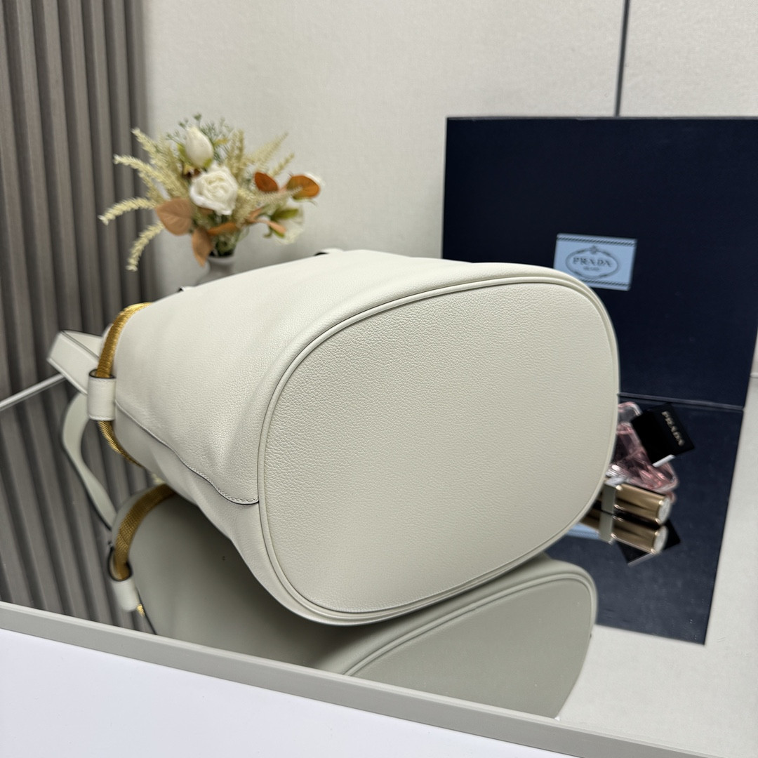 Prada Buckle leather bucket bag with jeweled belt 29x26.5x18cm