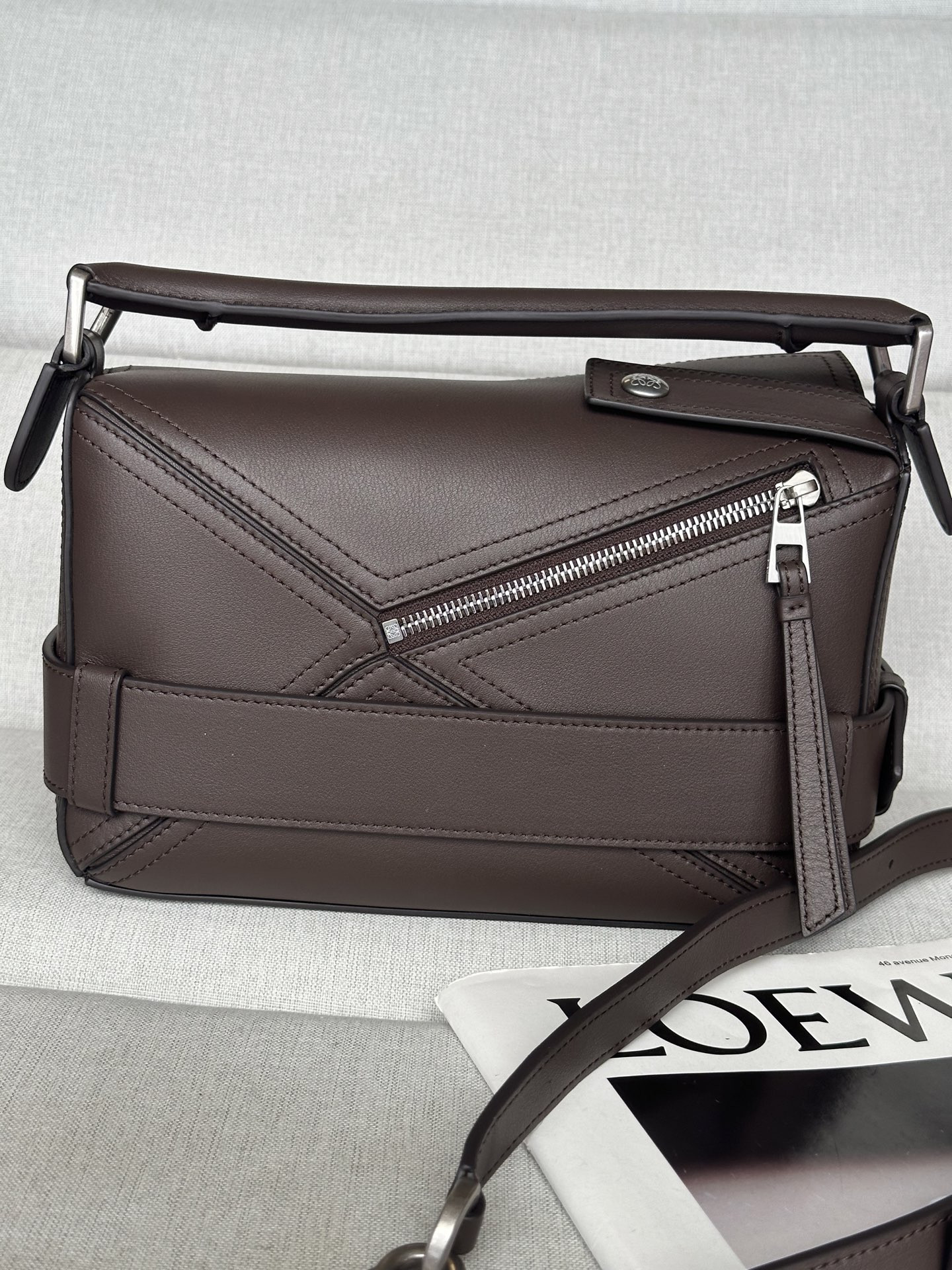 Loewe Small Puzzle Biker bag in shiny calfskin 16.5x24x10.5cm