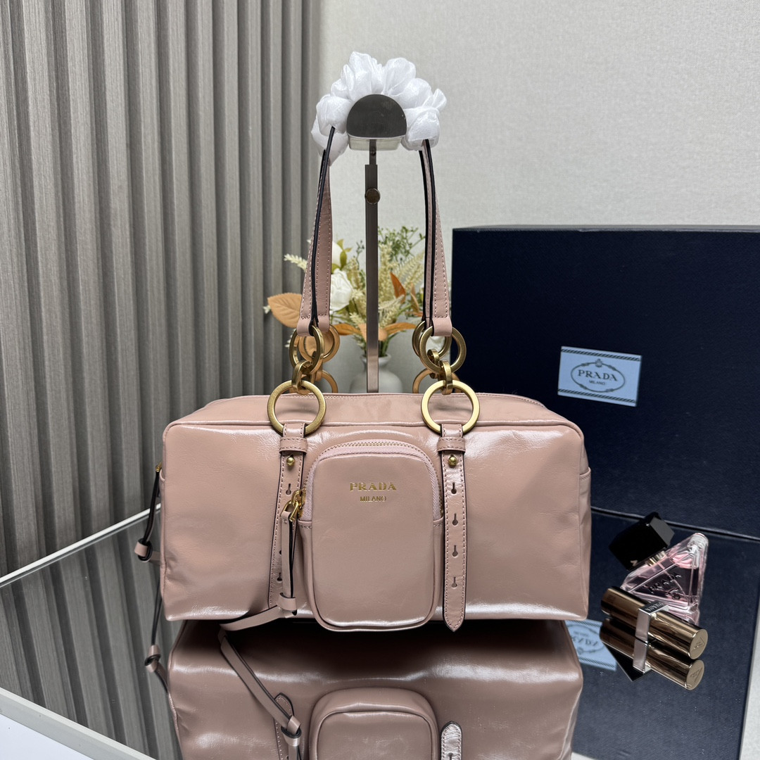 Prada Dangle medium leather top-handle bag 14x30x13.5cm