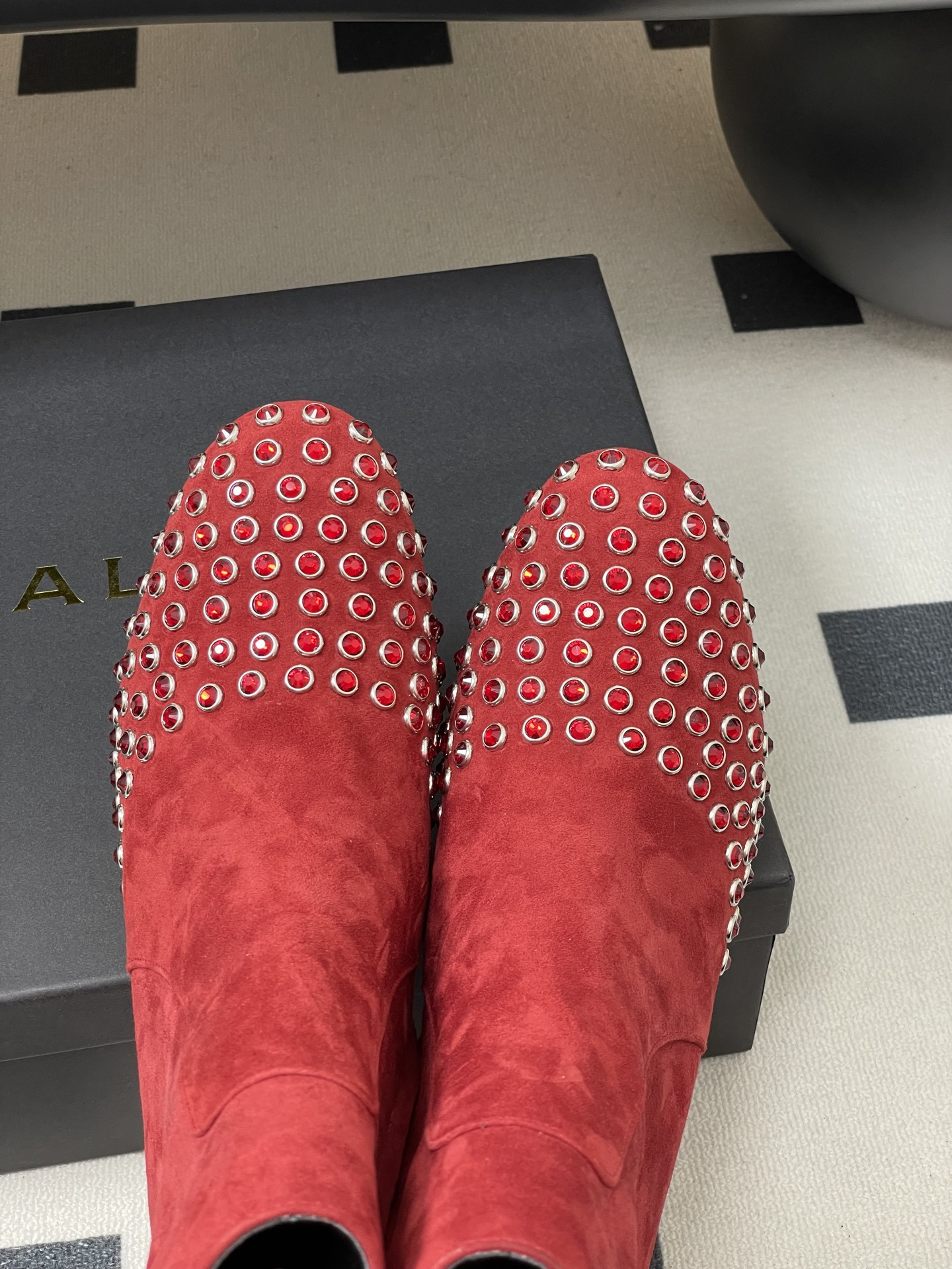 UA Alaia Crystal Diamond Boots 5.5cm Heel(Customized Size 7-10 days production time)