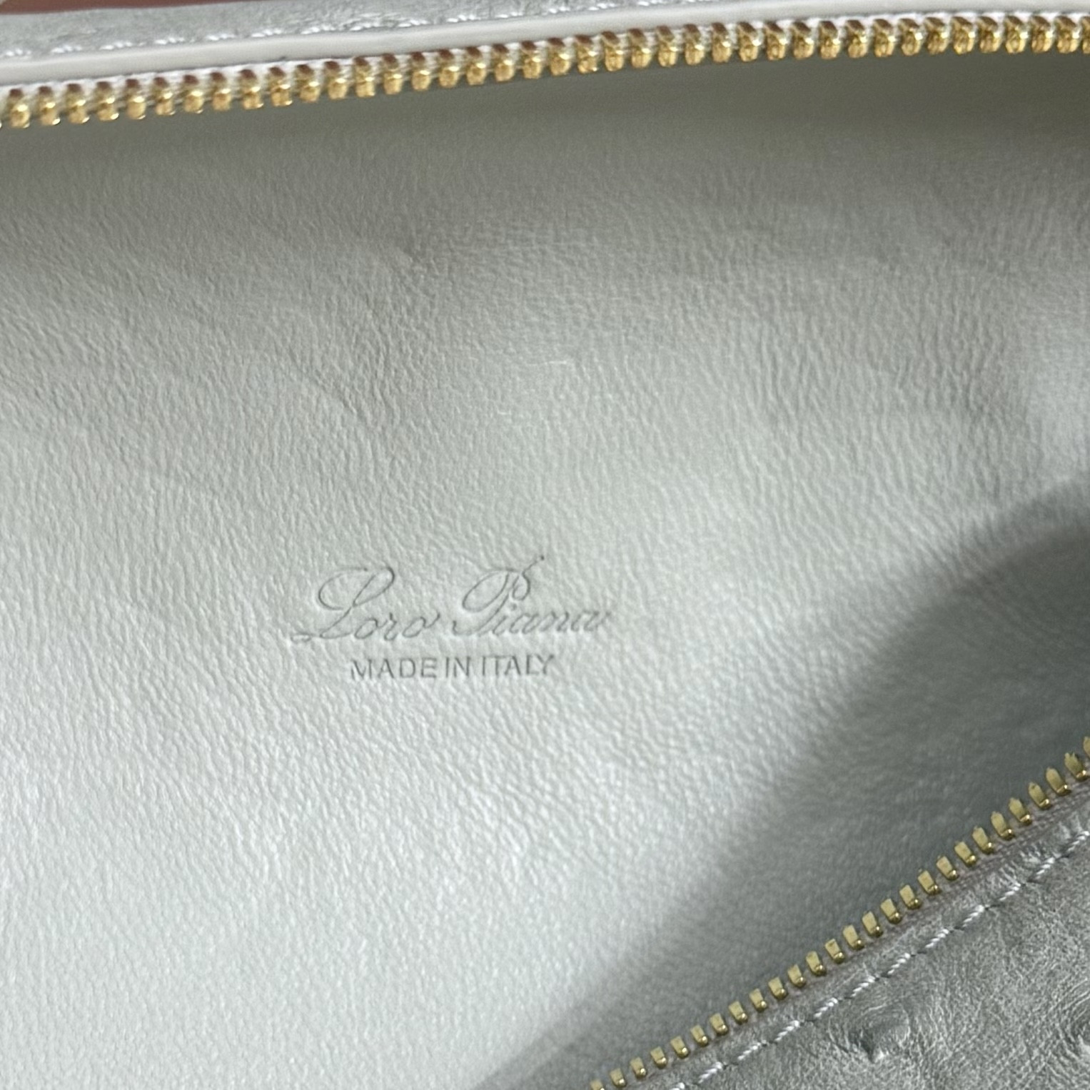 Loro Piana Extra Pocket L19 Ostrich-grained Leather 11 x 19 x 6.5 cm