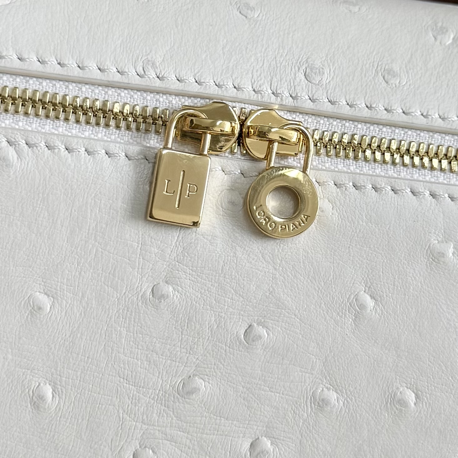 Loro Piana Extra Pocket L19 Ostrich-grained Leather 11 x 19 x 6.5 cm