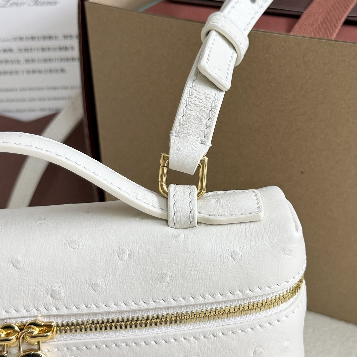 Loro Piana Extra Pocket L19 Ostrich-grained Leather 11 x 19 x 6.5 cm