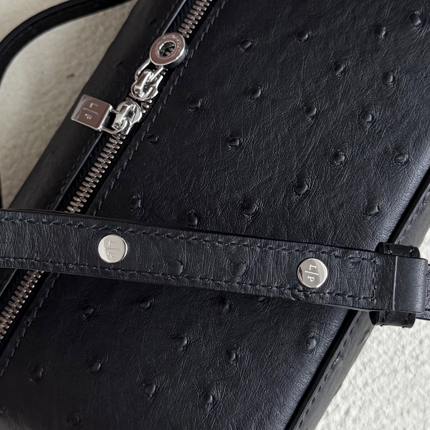 Loro Piana Extra Pocket L19 Ostrich-grained Leather 11 x 19 x 6.5 cm