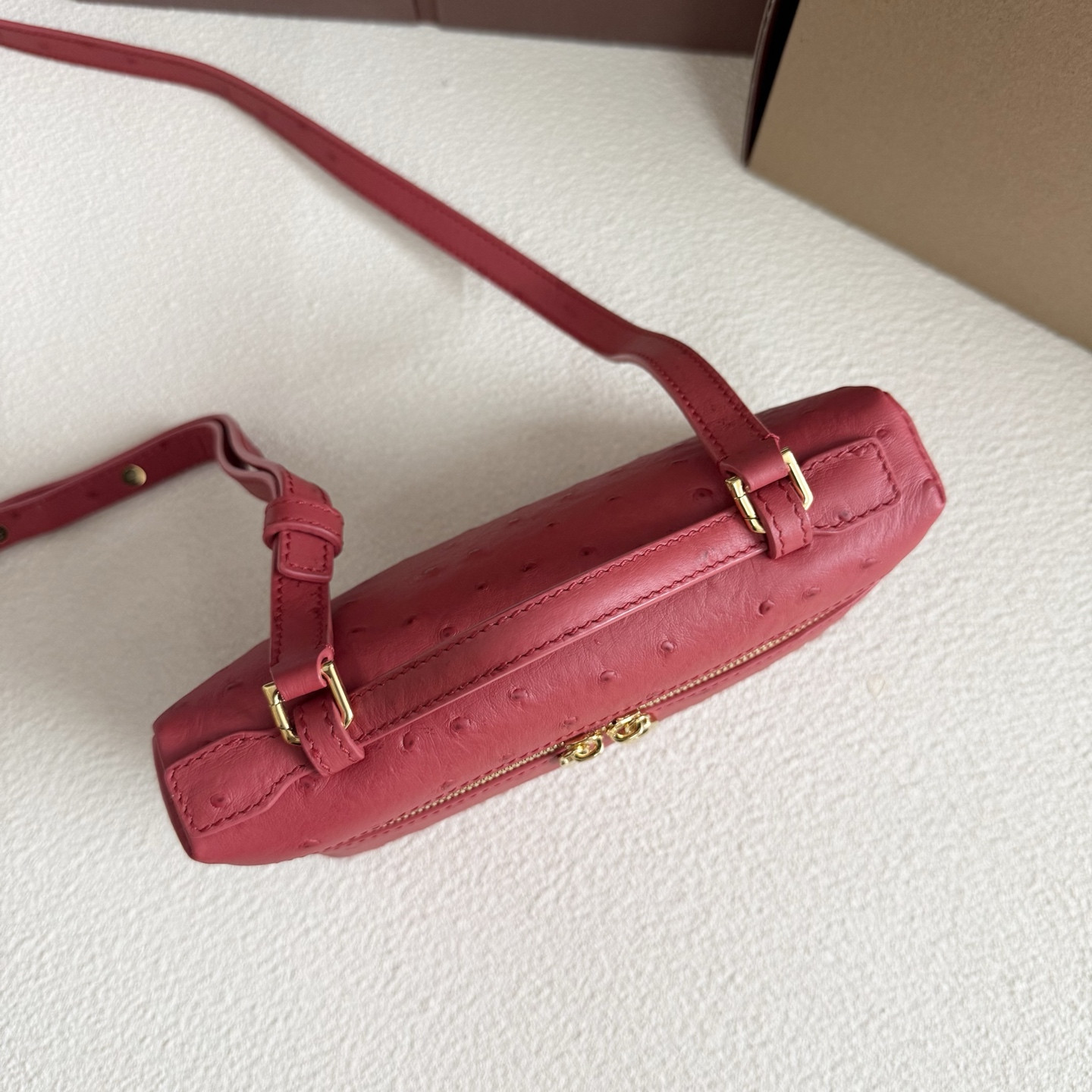 Loro Piana Extra Pocket L19 Ostrich-grained Leather 11 x 19 x 6.5 cm