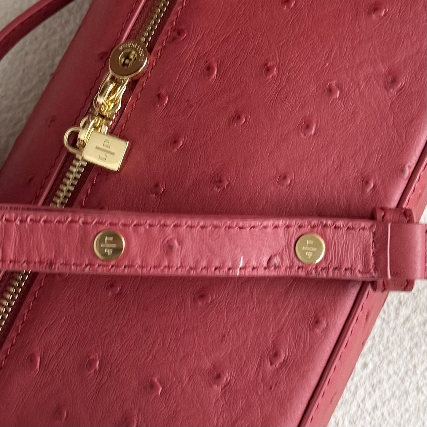 Loro Piana Extra Pocket L19 Ostrich-grained Leather 11 x 19 x 6.5 cm