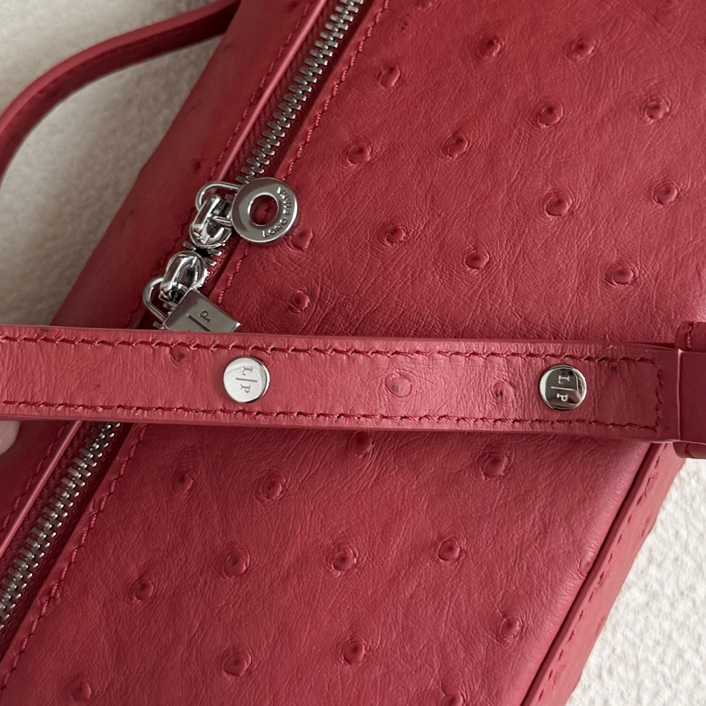 Loro Piana Extra Pocket L19 Ostrich-grained Leather 11 x 19 x 6.5 cm