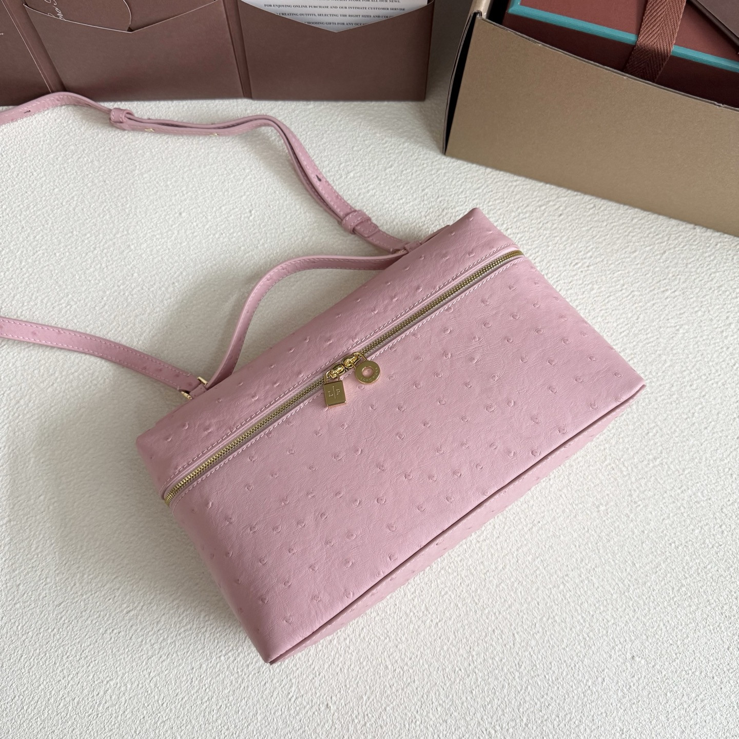 Loro Piana Extra Pocket L27 Ostrich-grained Leather 16x27x10cm