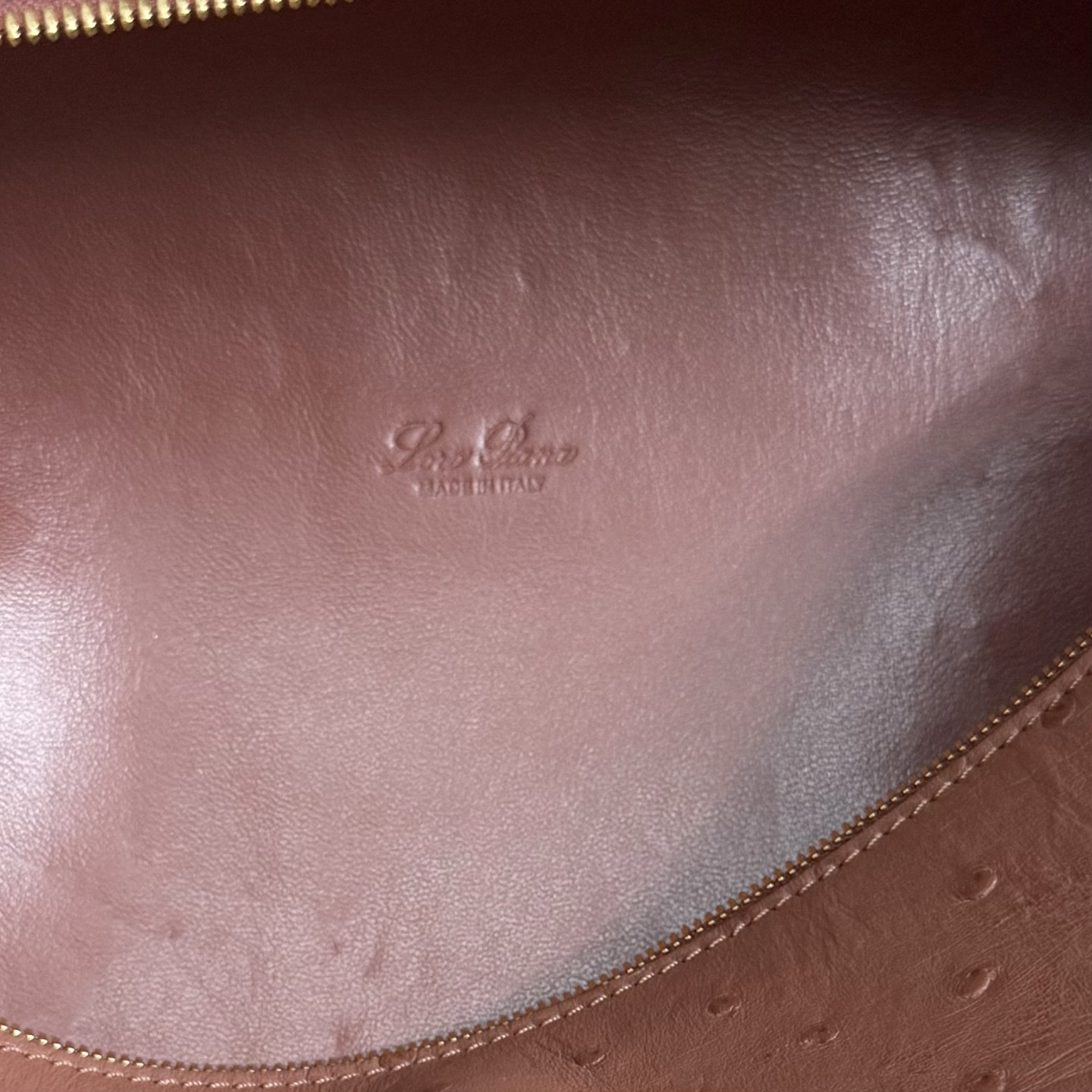 Loro Piana Extra Pocket L27 Ostrich-grained Leather 16x27x10cm