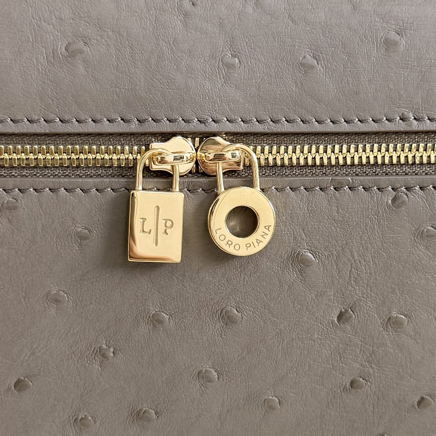 Loro Piana Extra Pocket L27 Ostrich-grained Leather 16x27x10cm