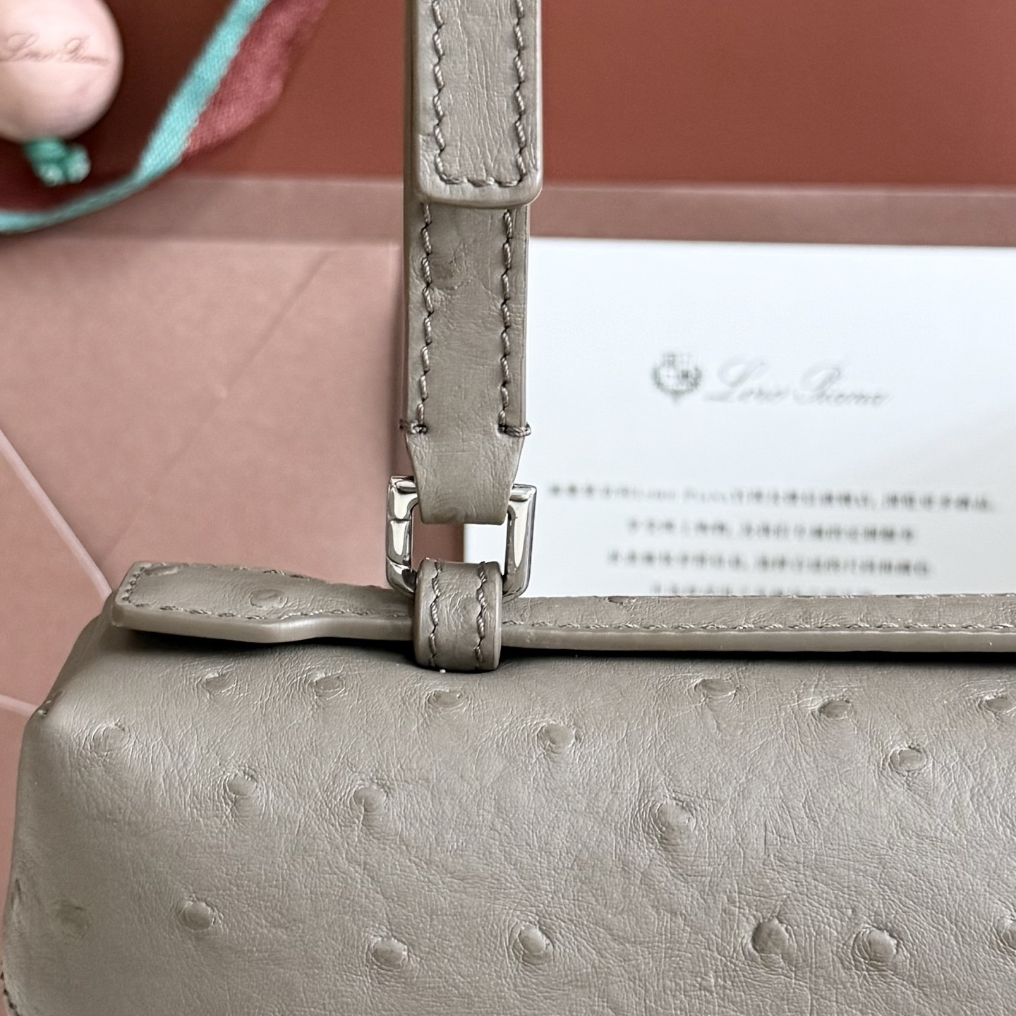 Loro Piana Extra Pocket L27 Ostrich-grained Leather 16x27x10cm