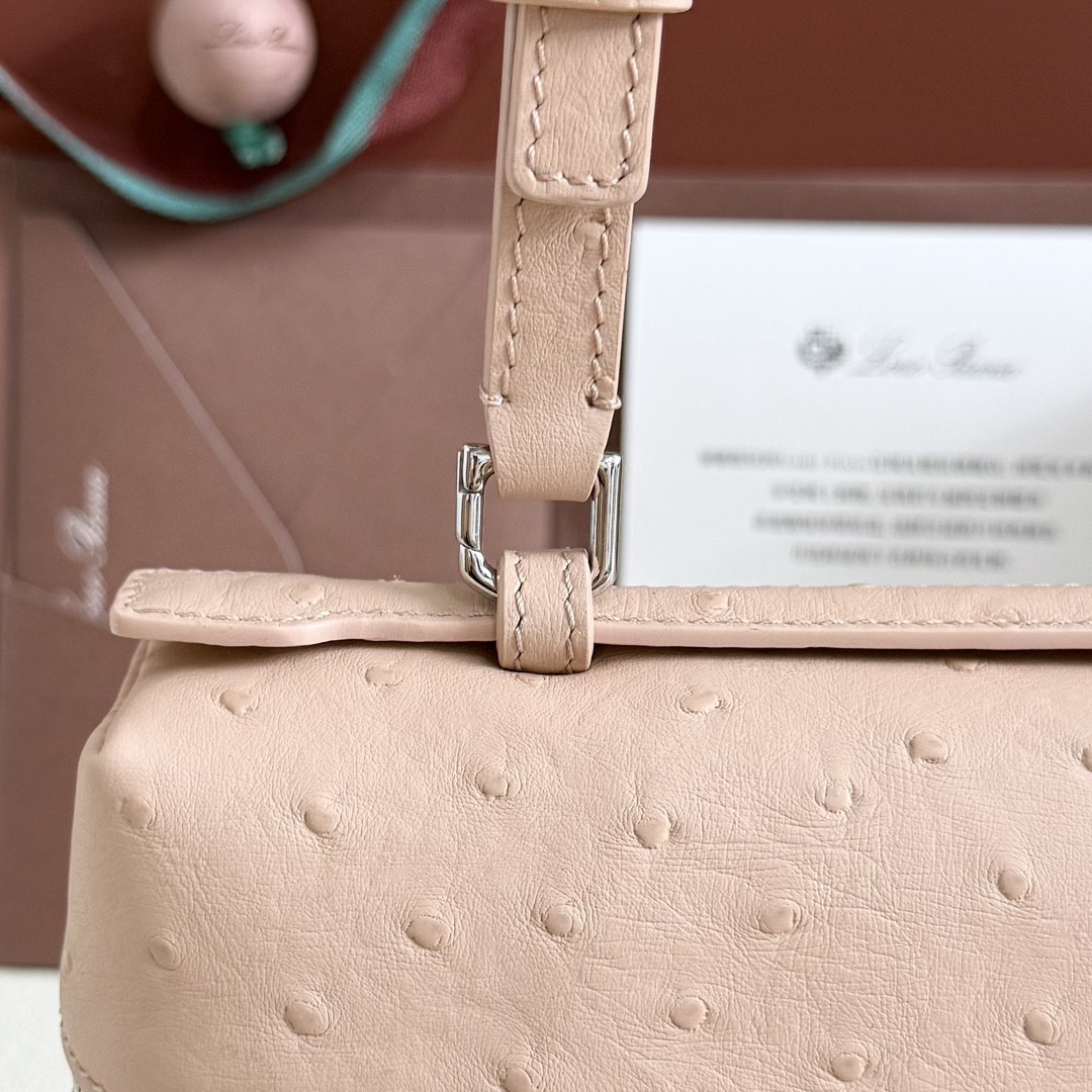 Loro Piana Extra Pocket L27 Ostrich-grained Leather 16x27x10cm