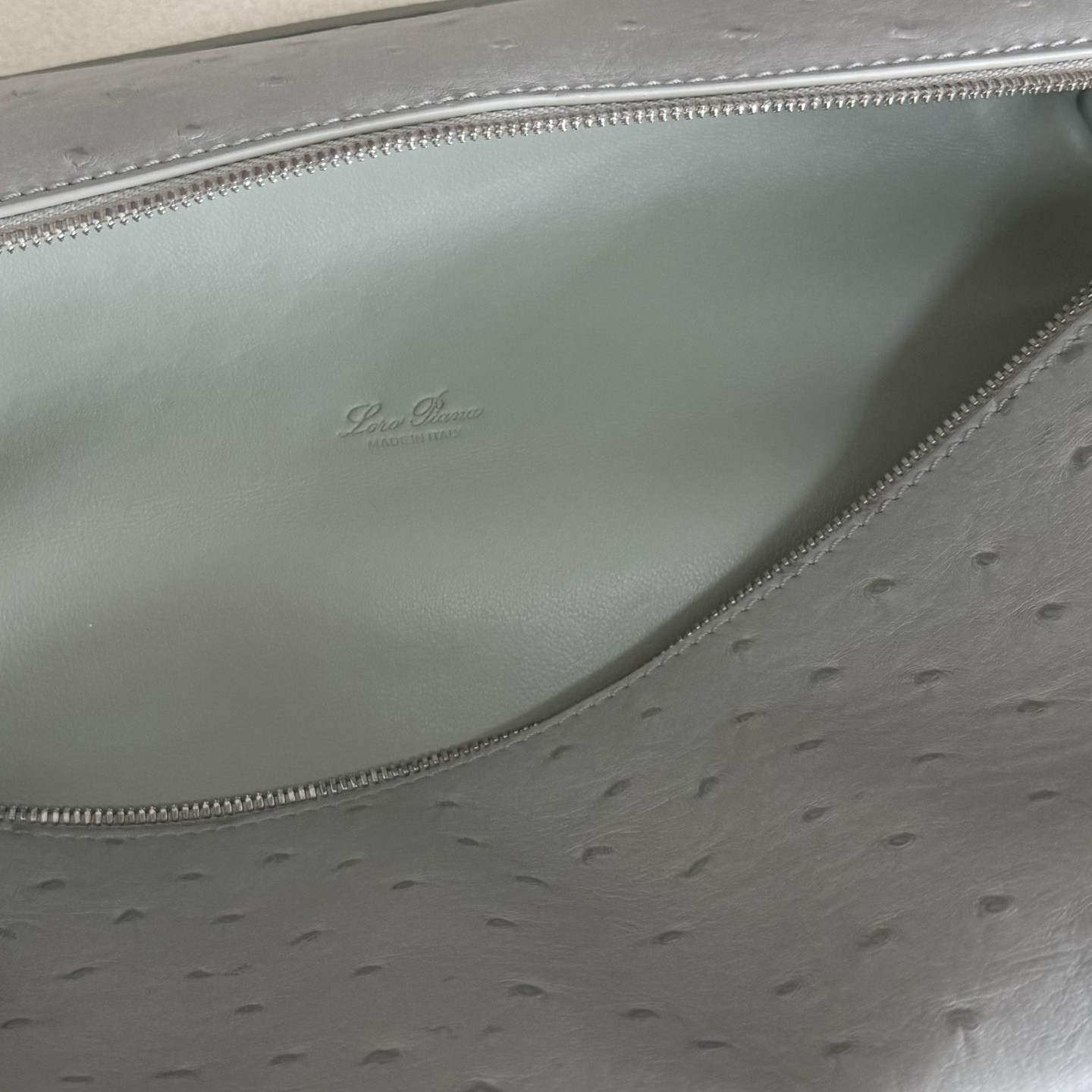 Loro Piana Extra Pocket L27 Ostrich-grained Leather 16x27x10cm